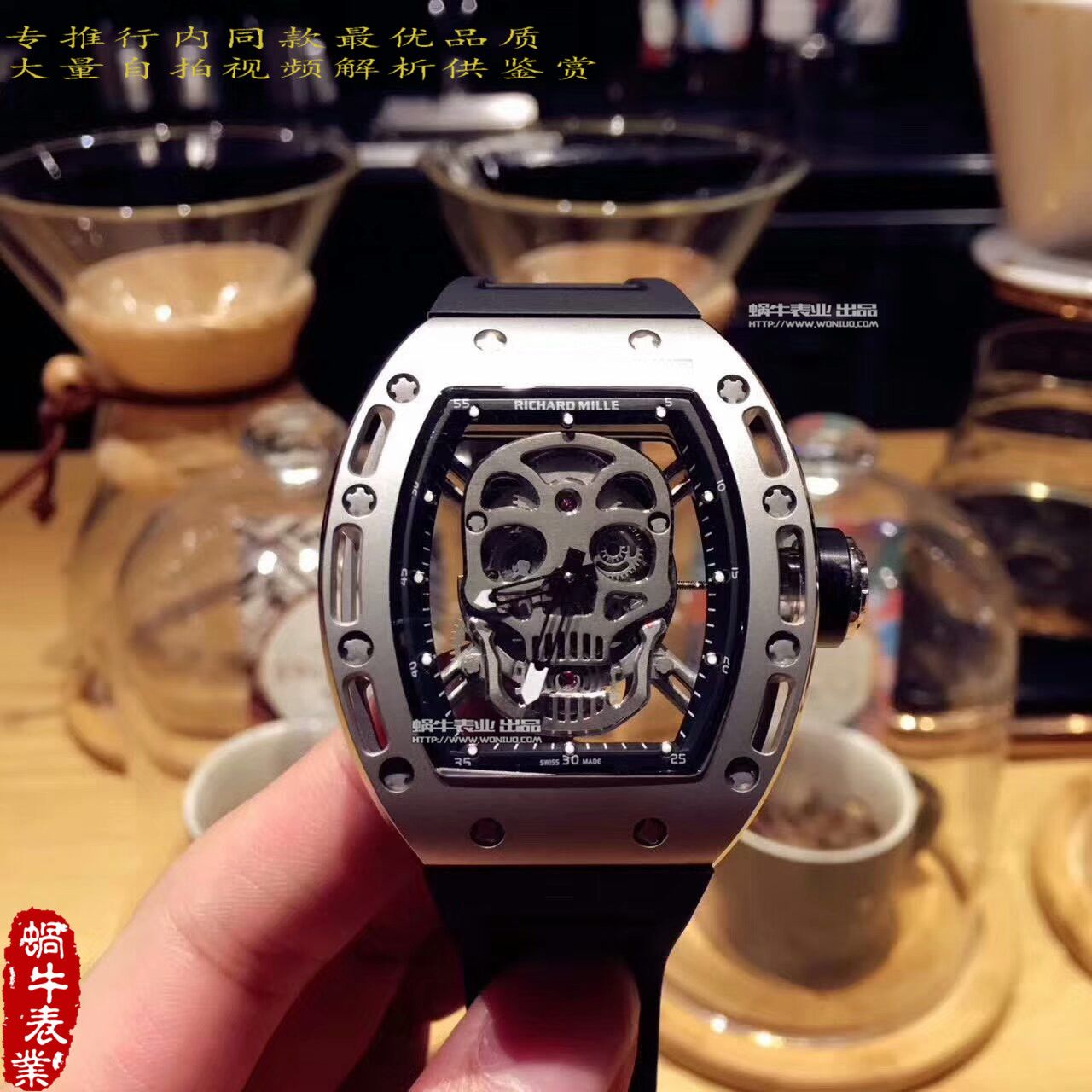 【KV一比一超A高仿手表】理查德.米勒男士系列RM 052银色骷髅头腕表 