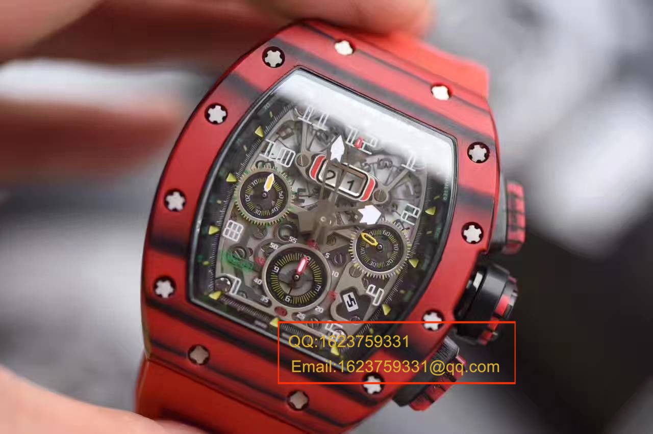 【独家视频测评RM一比一超A高仿手表】理查德.米勒男士系列RM 011 RED QTPT红碳纤维腕表 