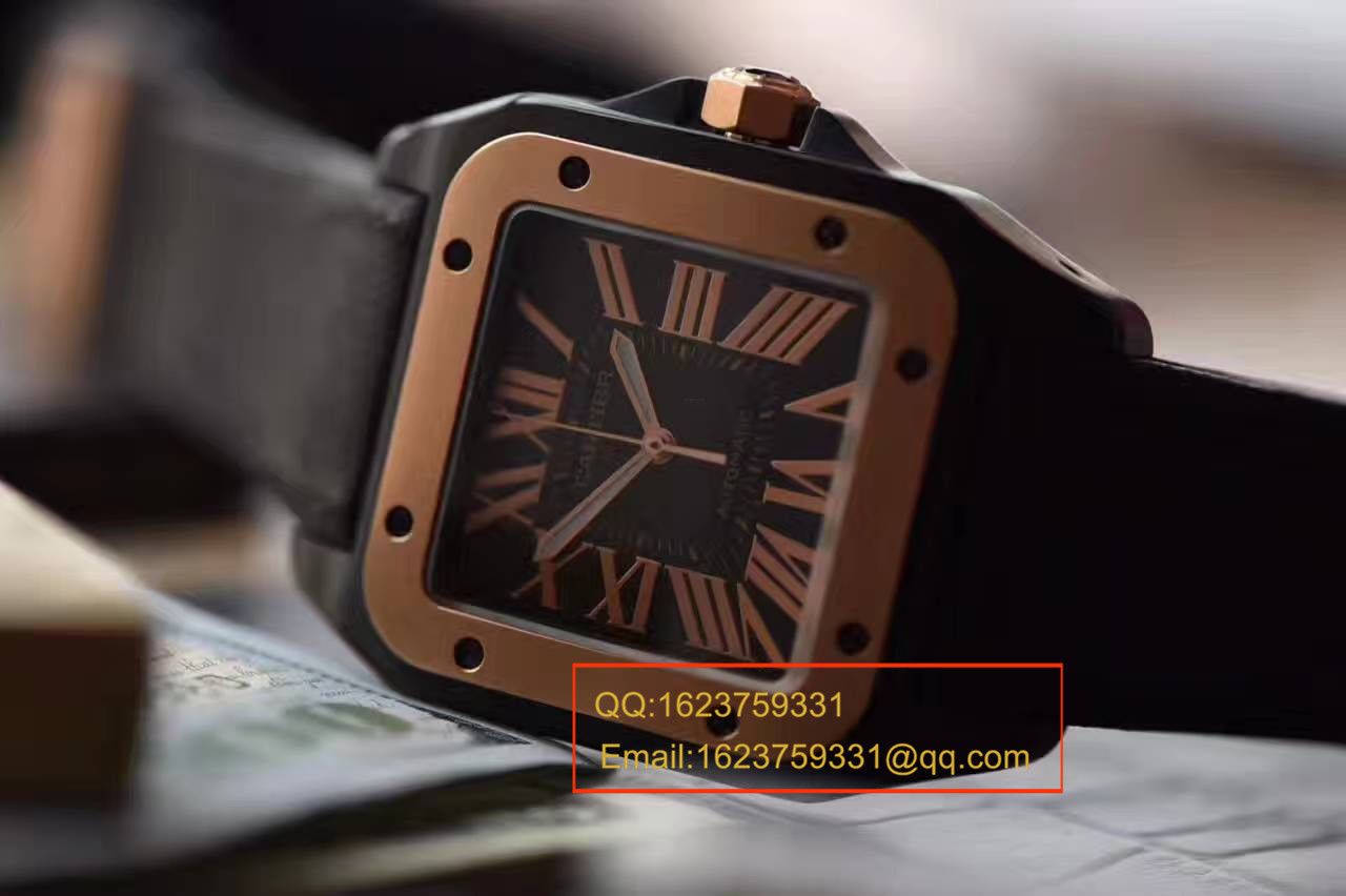 【独家视频测评HBBV6厂1:1顶级复刻手表】卡地亚山度士SANTOS 100系列间金黑武士W2020009 腕表 / KBA034