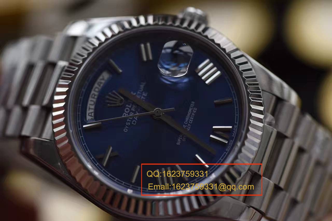 【独家视频评测EW厂1:1超A高仿手表】劳力士星期日历型系列228239蓝盘腕表 / RBA112A