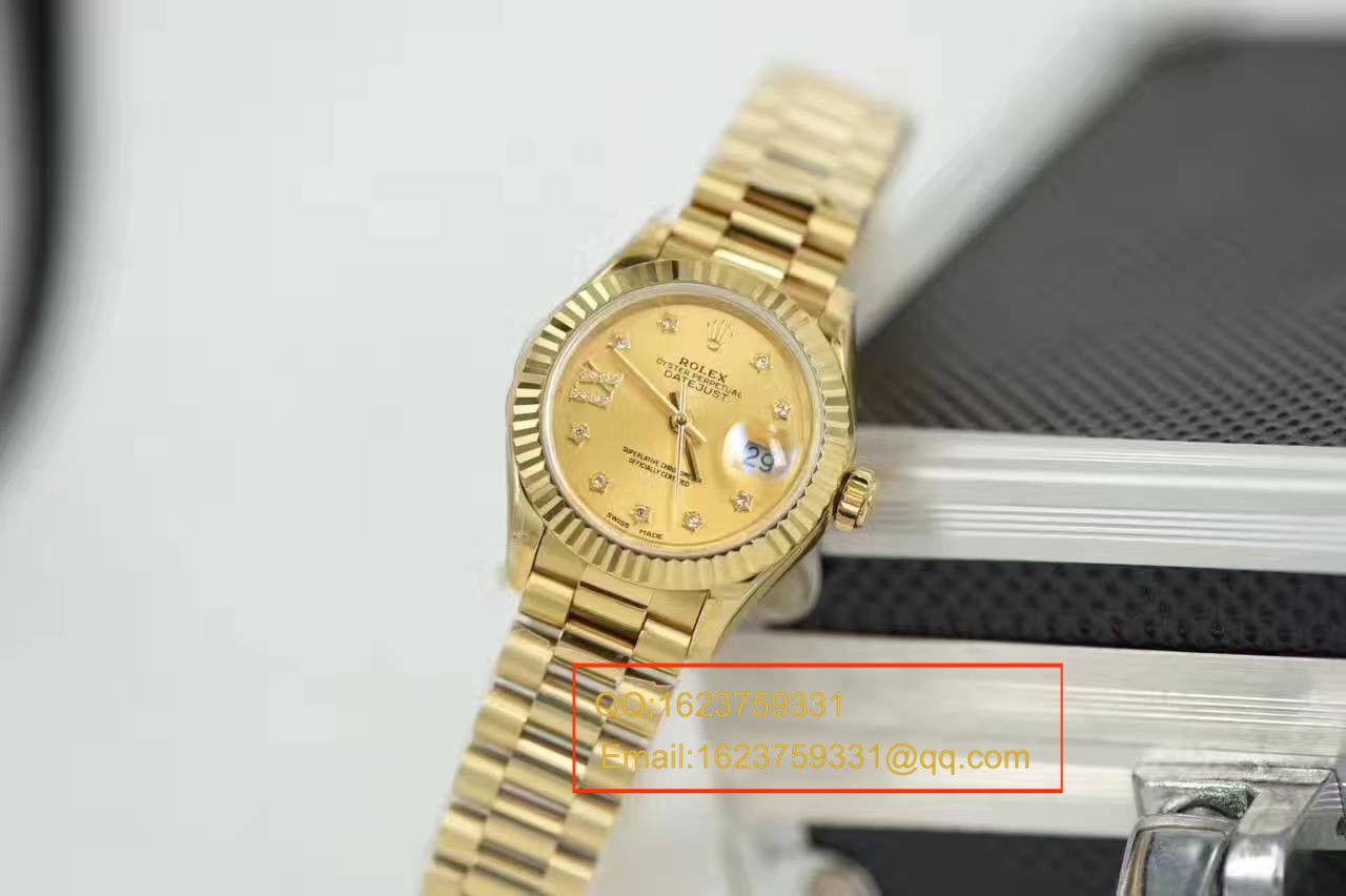 【SY厂一比一顶级复刻手表】劳力士女装日志型系列279178香槟色镶钻腕表 / R185