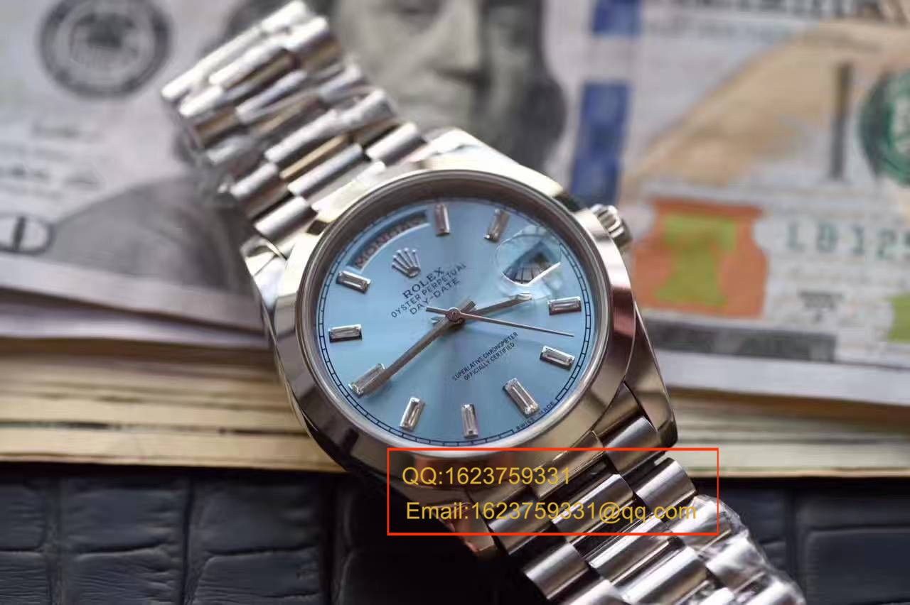 【台湾厂一比一超A高仿手表】劳力士星期日历型系列228239黑色表盘钻钉腕表 / RB0180