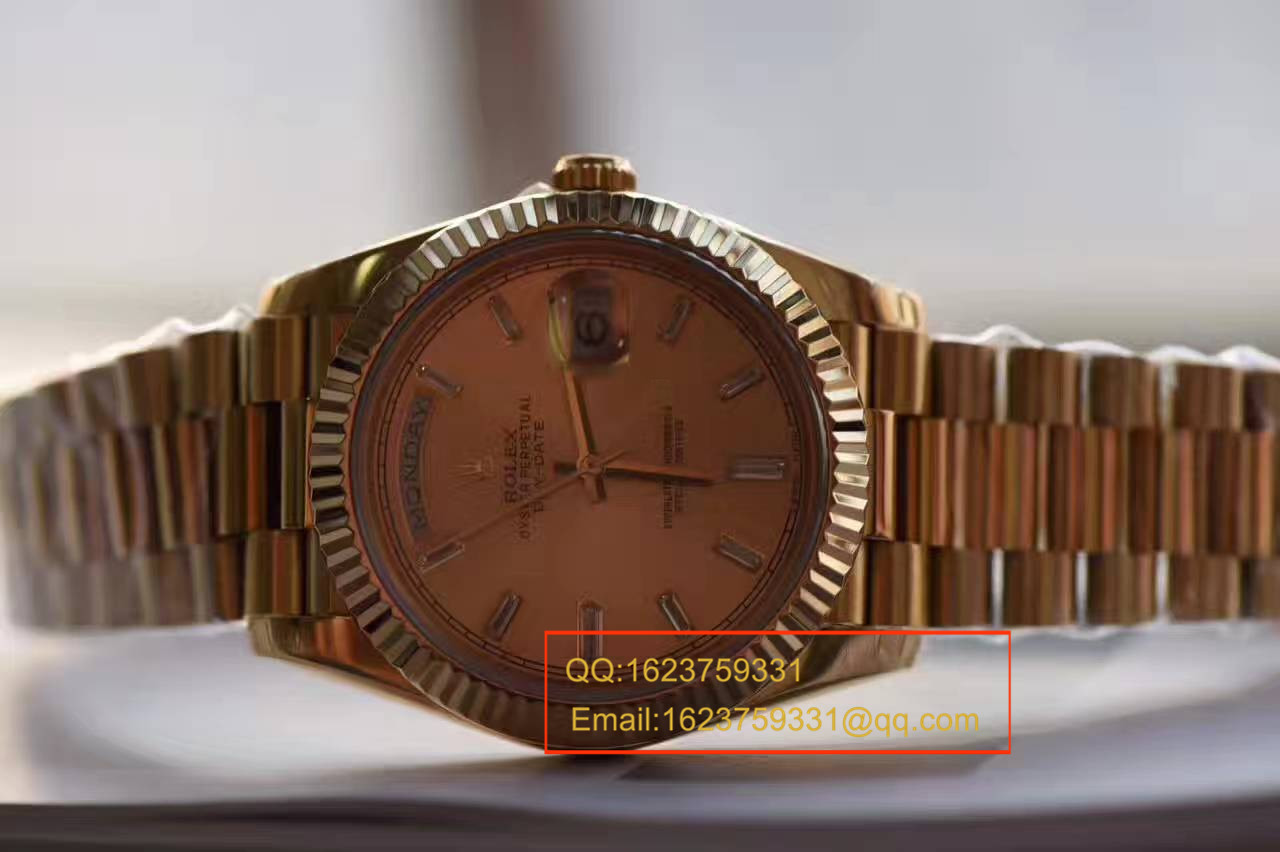 【台湾厂一比一超A精仿手表】劳力士星期日历型系列228238香槟色表盘钻钉腕表 