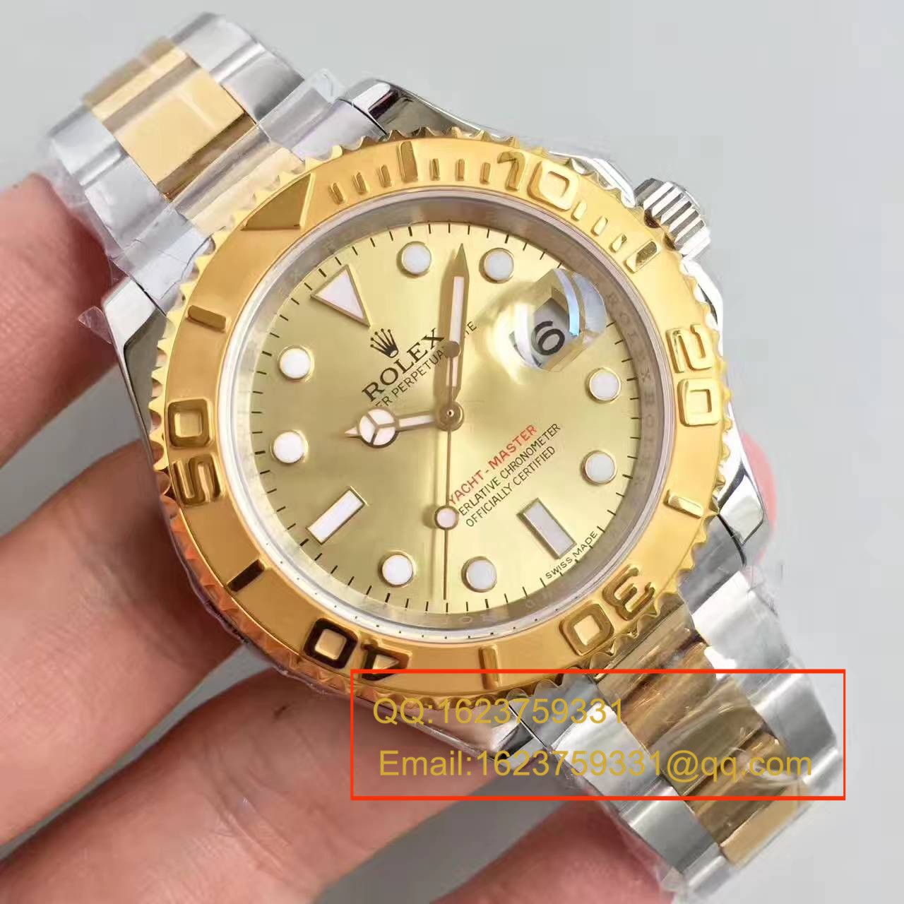 【JF厂一比一超A高仿手表】劳力士游艇名仕型系列168623-78753 香槟色表盘腕表 