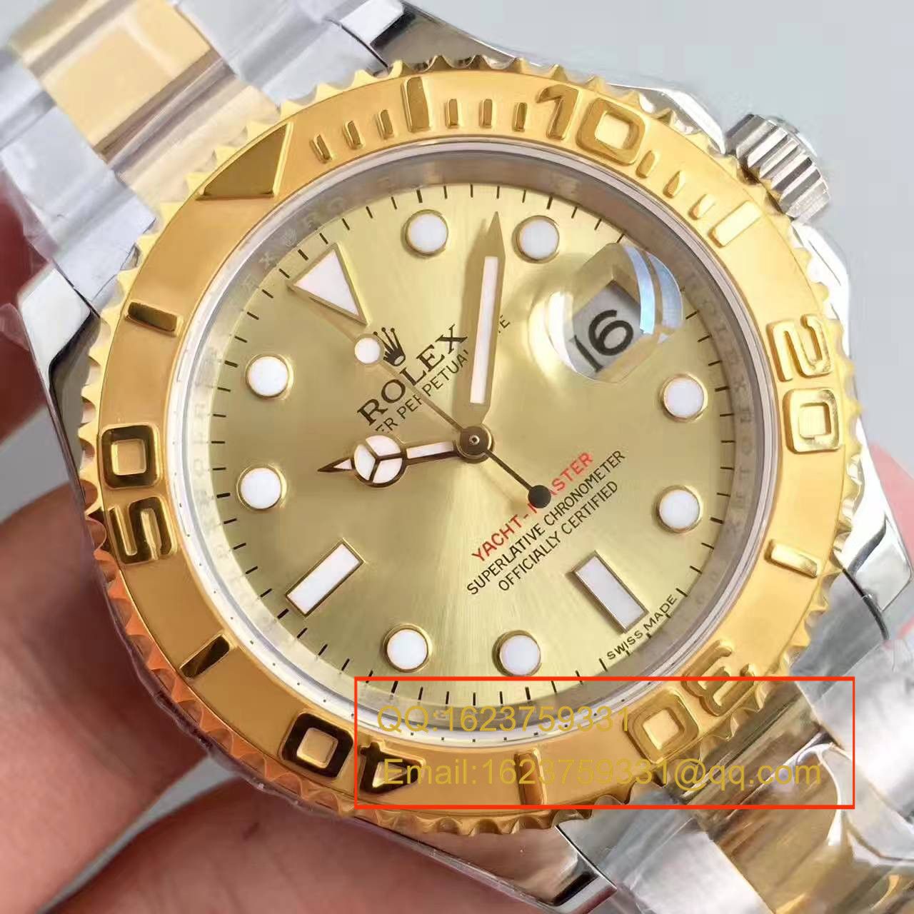 【JF厂一比一超A高仿手表】劳力士游艇名仕型系列168623-78753 香槟色表盘腕表 