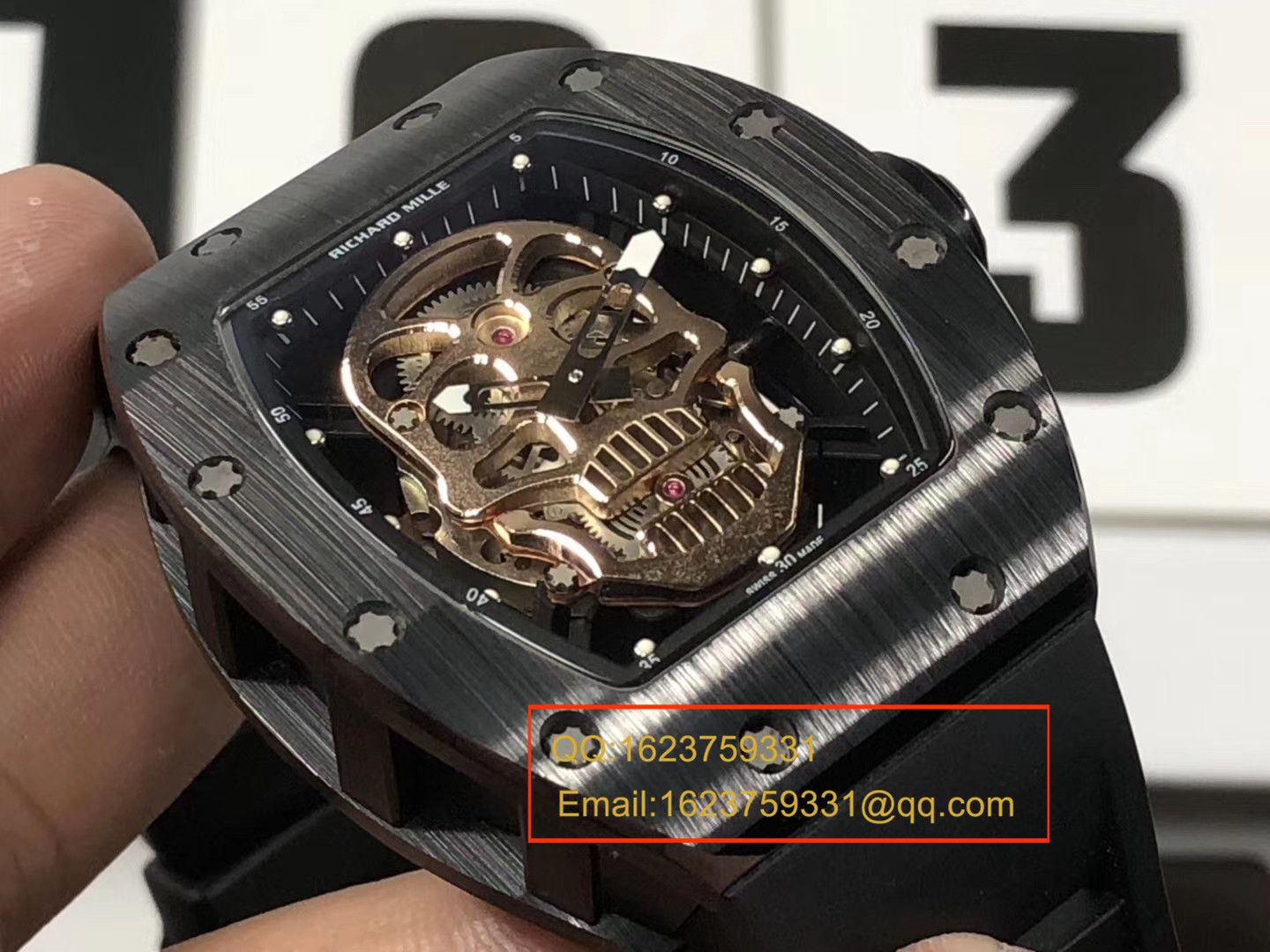 【KV厂一比一超A高仿手表】理查德.米勒男士系列RM 52-01潘玮柏同款金色骷髅头腕表 