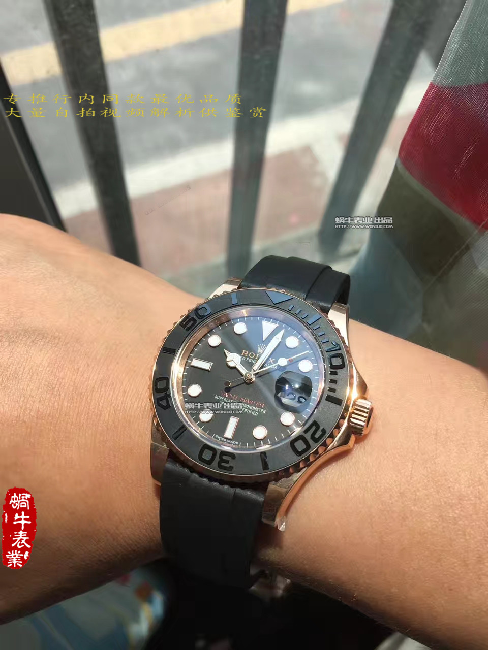 【独家视频测评NOOB厂1:1高仿手表】劳力士游艇名仕型系列116655-Oysterflex bracelet金壳腕表  / RBC018