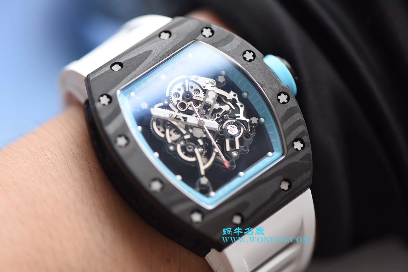 【KV一比一超A高仿手表】理查德米尔RICHARDMILLE 最强版RM055巴巴沃森.蒂芙尼蓝阿布扎比赛道特别纪念版 