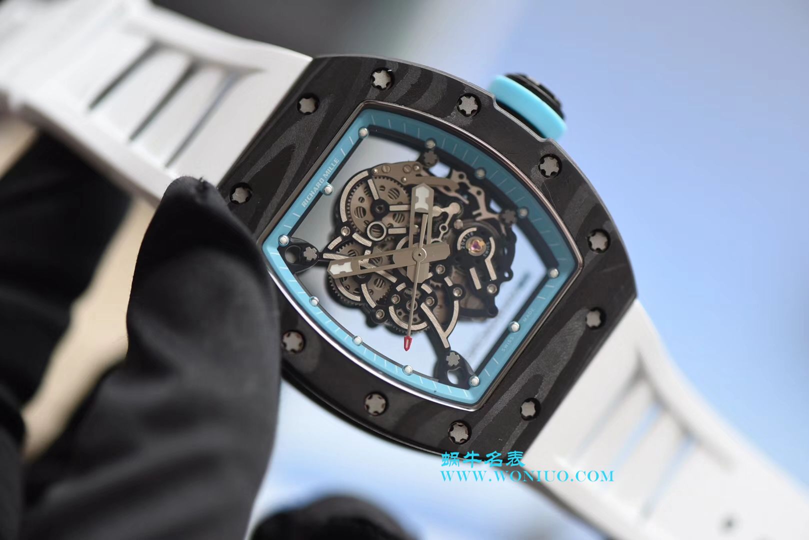 【KV一比一超A高仿手表】理查德米尔RICHARDMILLE 最强版RM055巴巴沃森.蒂芙尼蓝阿布扎比赛道特别纪念版 / RM 055G