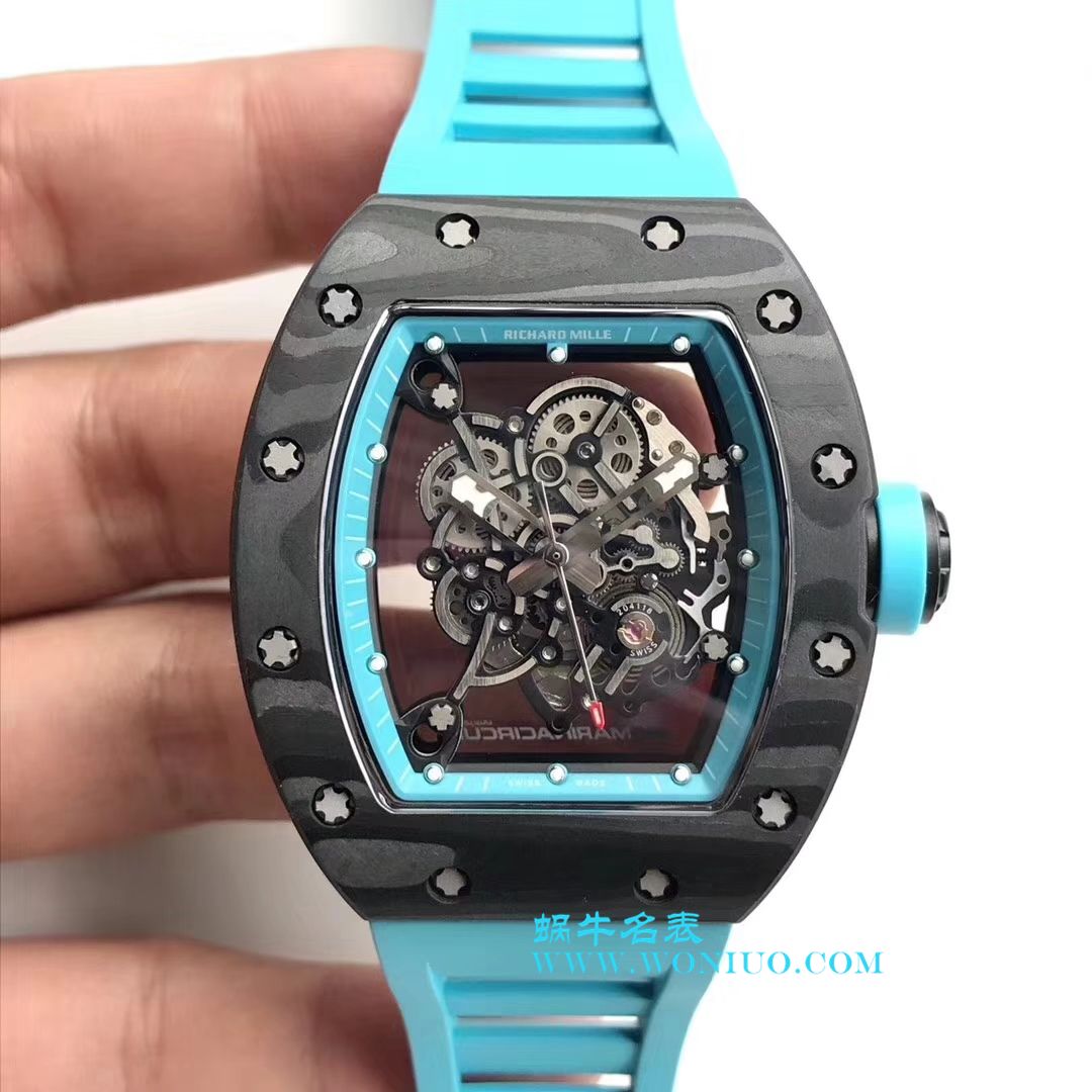 【KV一比一超A高仿手表】理查德米尔RICHARDMILLE 最强版RM055巴巴沃森.蒂芙尼蓝阿布扎比赛道特别纪念版 