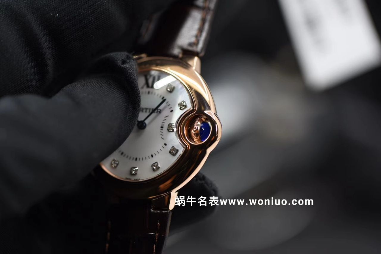 V6出品蓝气球新品～33mm 玫瑰金贝母钻丁面女士石英腕表 / K157