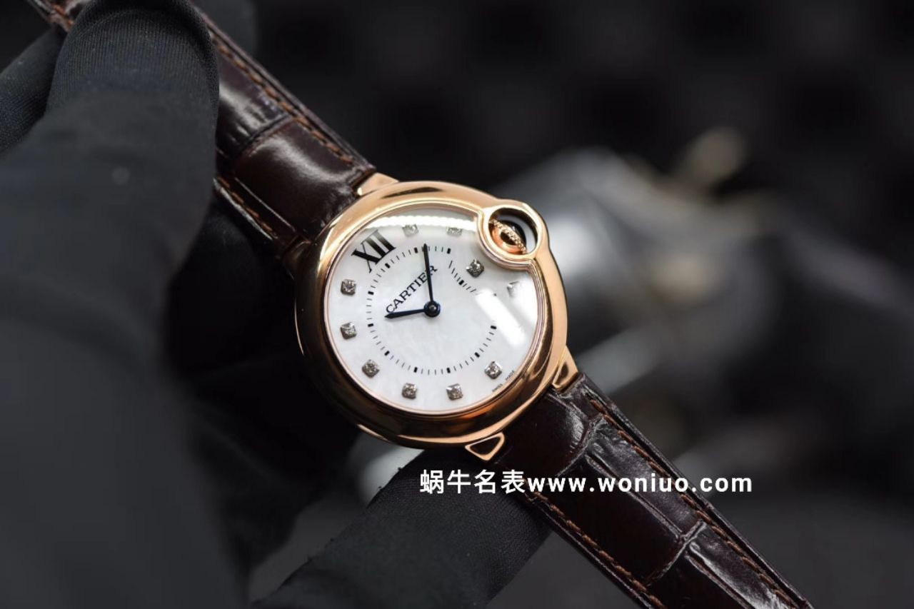 V6出品蓝气球新品～33mm 玫瑰金贝母钻丁面女士石英腕表 / K157