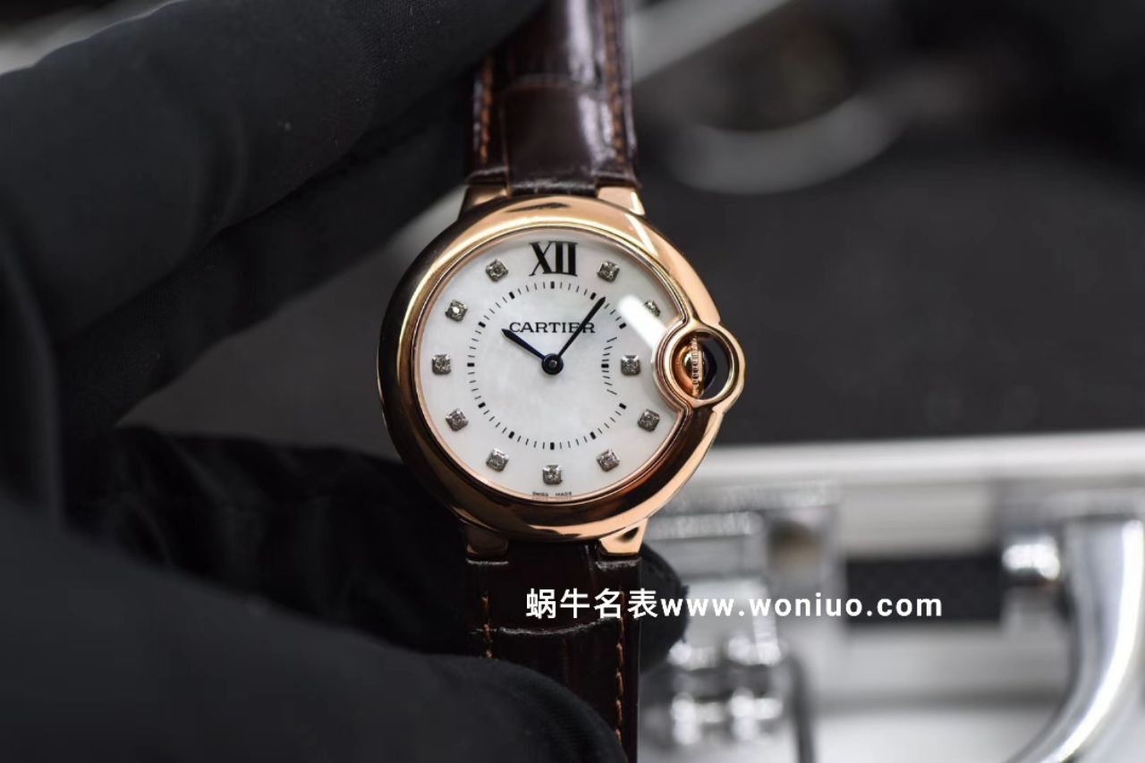 V6出品蓝气球新品～33mm 玫瑰金贝母钻丁面女士石英腕表 