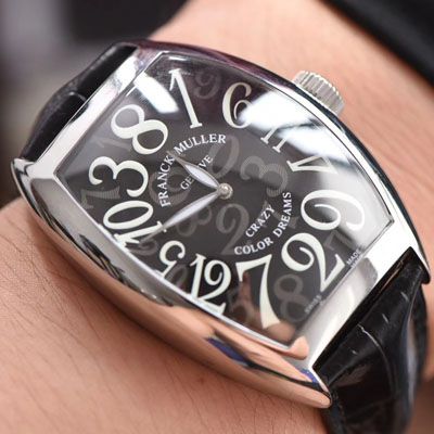 【台湾厂一比一精仿法兰克穆勒手表】法穆兰CRAZY HOURS 系列 8880 CH 白金表壳白色时标黑盘腕表