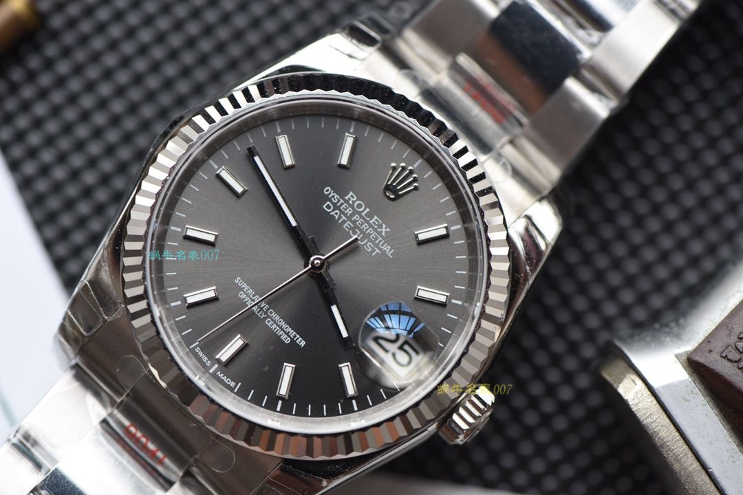 【视频评测顶级复刻手表网】劳力士日志型36系列灰面盘腕表 / R326