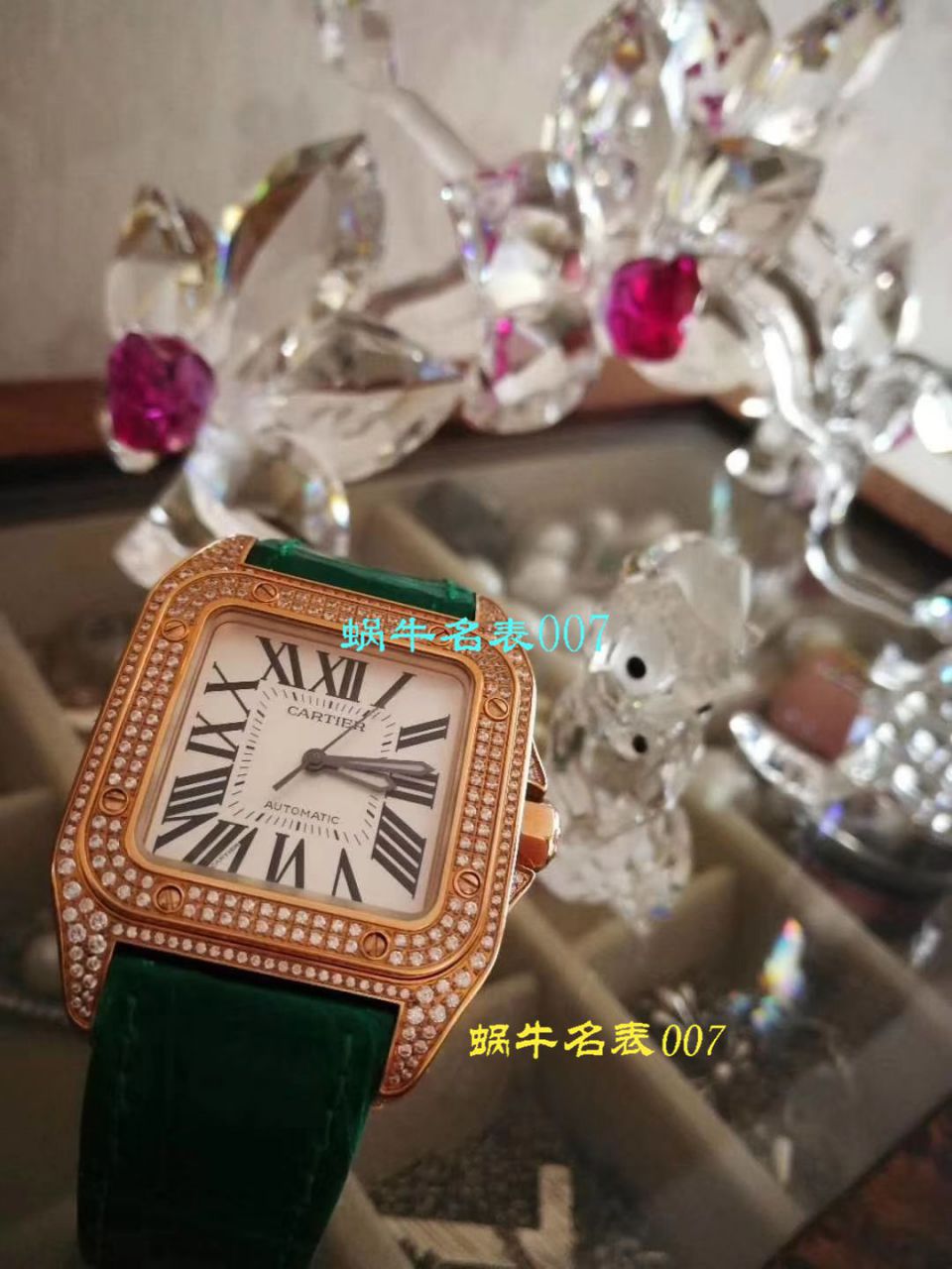 【视频评测】CARTIER卡地亚山度士W20106X8机械女士腕表（V6一比一超A高精仿搭配蓝面表带） / K216