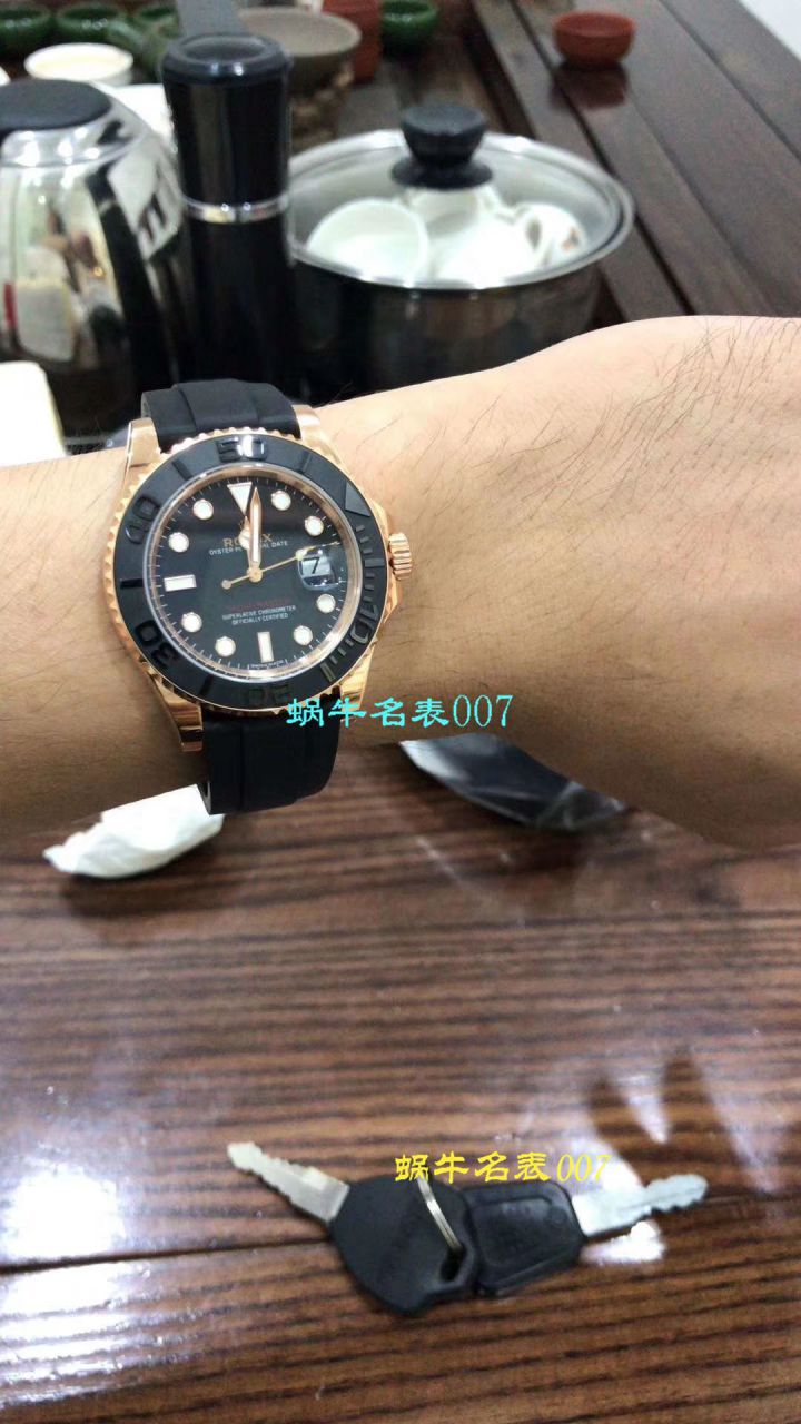 【独家视频测评NOOB厂1:1高仿手表】劳力士游艇名仕型系列116655-Oysterflex bracelet金壳腕表  / RBC018