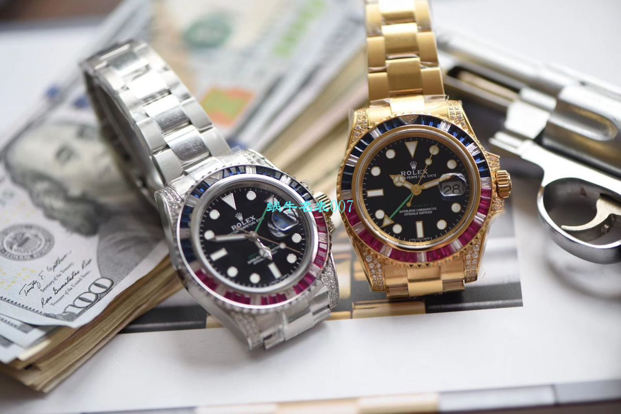 【LF厂Rolex顶级复刻高仿手表】劳力士格林尼治型II系列镶钻116758 SAru-78208,116759 SAru-78209腕表 / R389