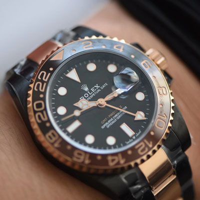 【LF厂一比一超A高仿手表】Batman特别全黑版劳力士格林尼治GMT沙士圈Rolex GMT-Master II M126711chnr-0002价格报价