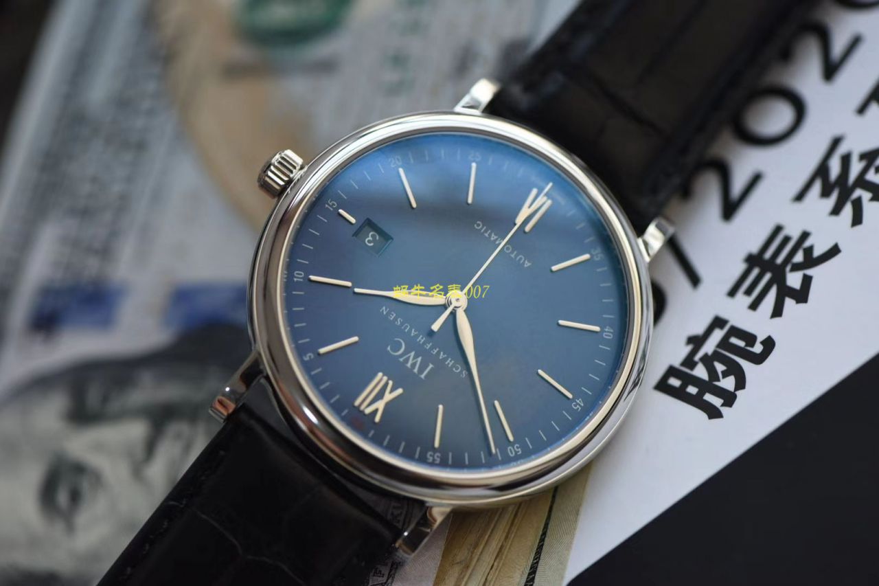 V7厂官网顶级复刻高仿万国IWC柏涛菲诺IW356522新款蓝面波涛小镇底盖玫瑰金波涛菲诺 / WG516