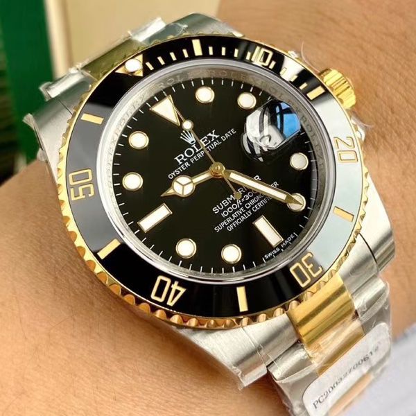 高端定制包金ETA机芯劳力士潜航者型116613-LN-97203复刻高仿间金黑水鬼黑盘腕表