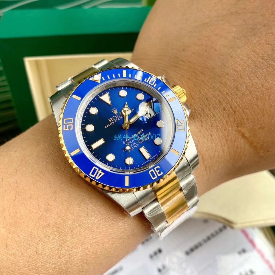 高端定制包金ETA机芯劳力士潜航者型116613-LN-97203复刻高仿间金黑水鬼黑盘腕表 / R596