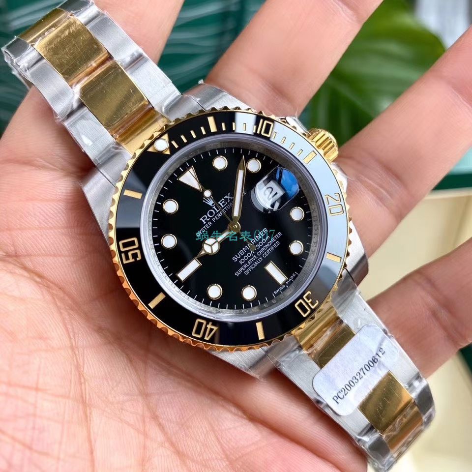 高端定制包金ETA机芯劳力士潜航者型116613-LN-97203复刻高仿间金黑水鬼黑盘腕表 / R596