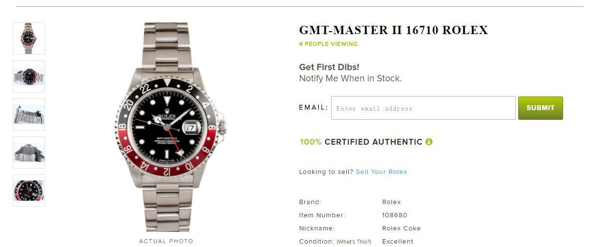 劳力士复古格林尼治型II系列可乐圈GMT Master II 16710腕表 
