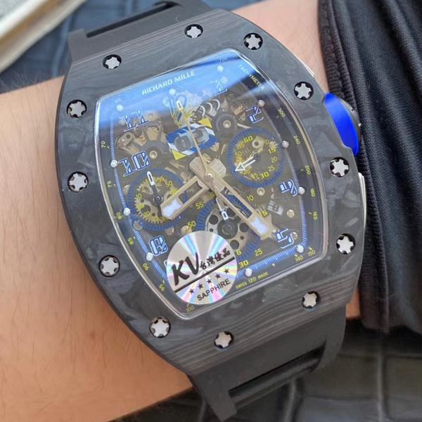 KV台湾厂V2升级版锻造碳纤维理查德米勒复刻手表男士系列RM 011腕表