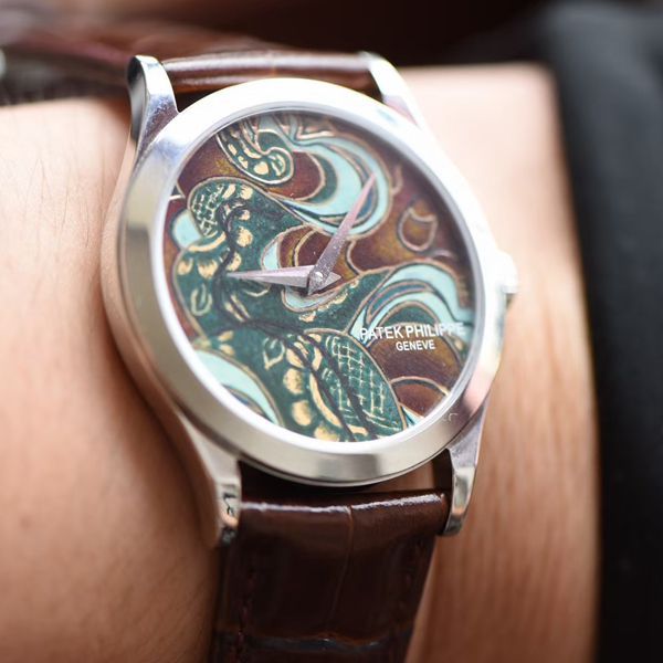 FL厂顶级复刻百达翡丽珍稀工艺系列珐琅面5077P-103不丹八色织品腕表