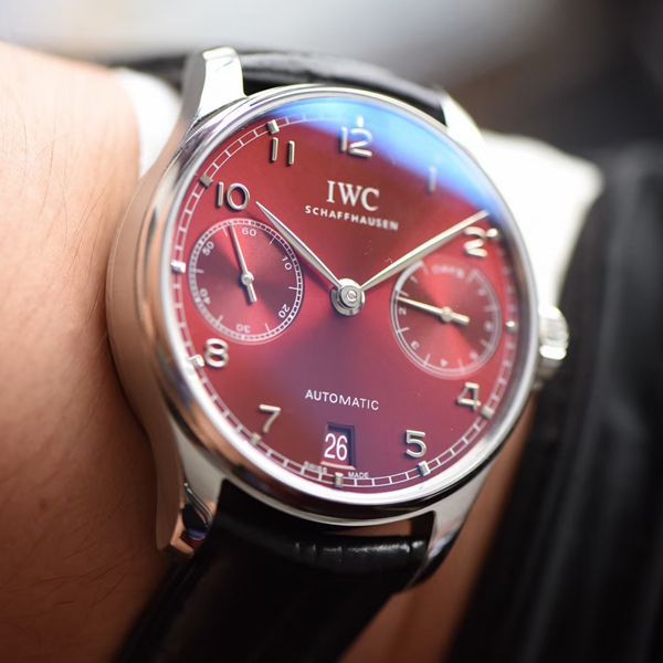 YL厂万国葡萄牙系列IW500714 葡七勃艮第酒红色手表