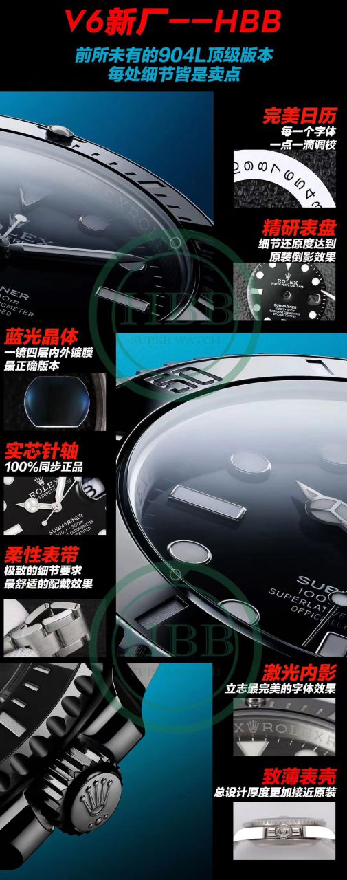 V6厂顶级新作复刻劳力士黑水鬼116610LN-97200手表 