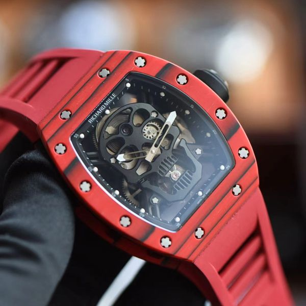 【视频评测】JB厂理查德米勒RM52-01超A复刻手表真陀飞轮碳纤维骷髅头鬼王