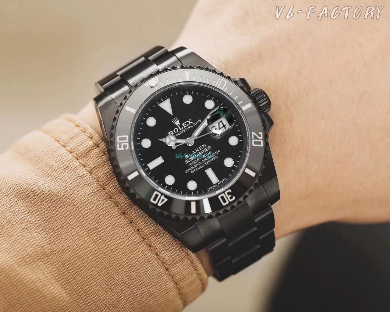 V6厂魔改装劳力士黑水鬼暗夜黑特别版BLAKEN 116610LN SUBMARINER DATE手表 