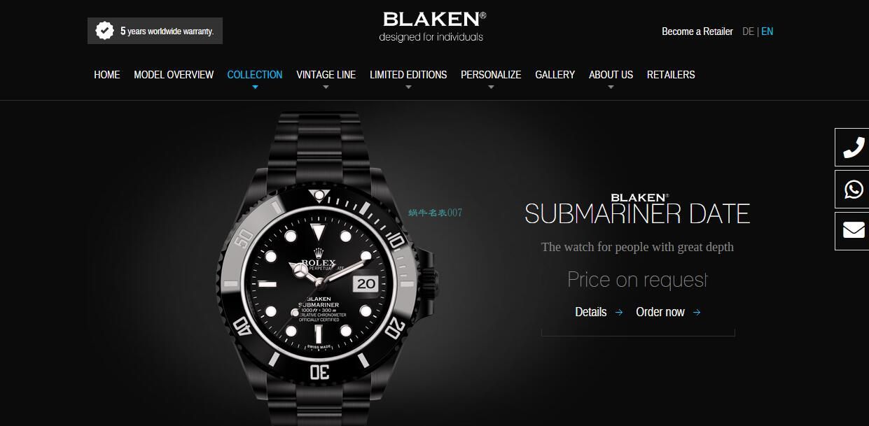 V6厂魔改装劳力士黑水鬼暗夜黑特别版BLAKEN 116610LN SUBMARINER DATE手表 / R672