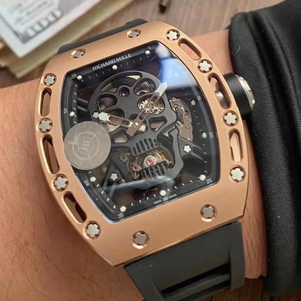 JB厂理查德米勒RM52-01真陀飞轮1比1超A高仿手表RICHARD MILLE骷髅头腕表