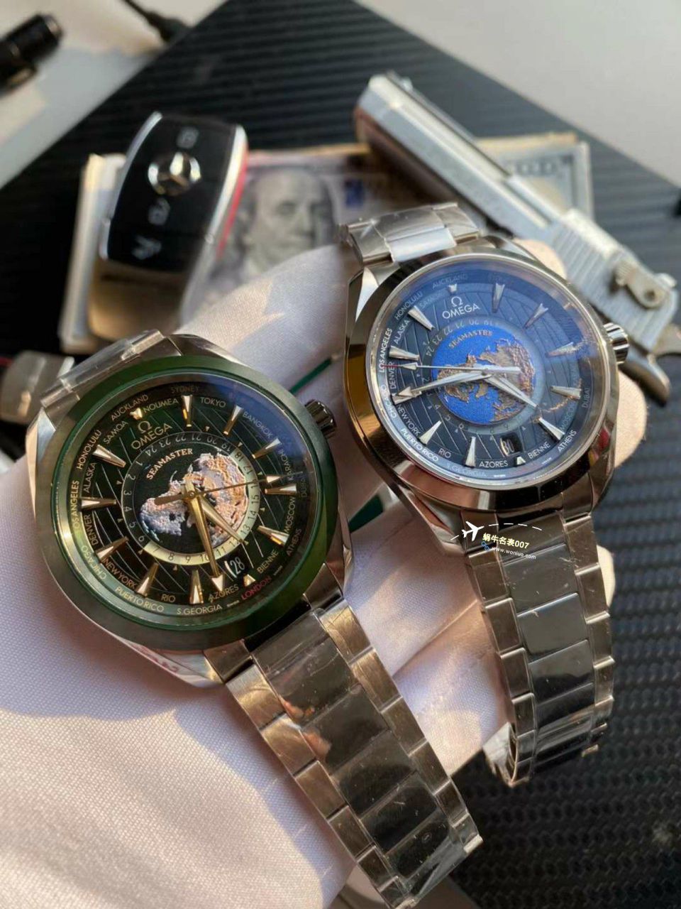 VS厂欧米茄海马150世界时绿面盘一比一复刻手表220.30.43.22.10.001腕表 