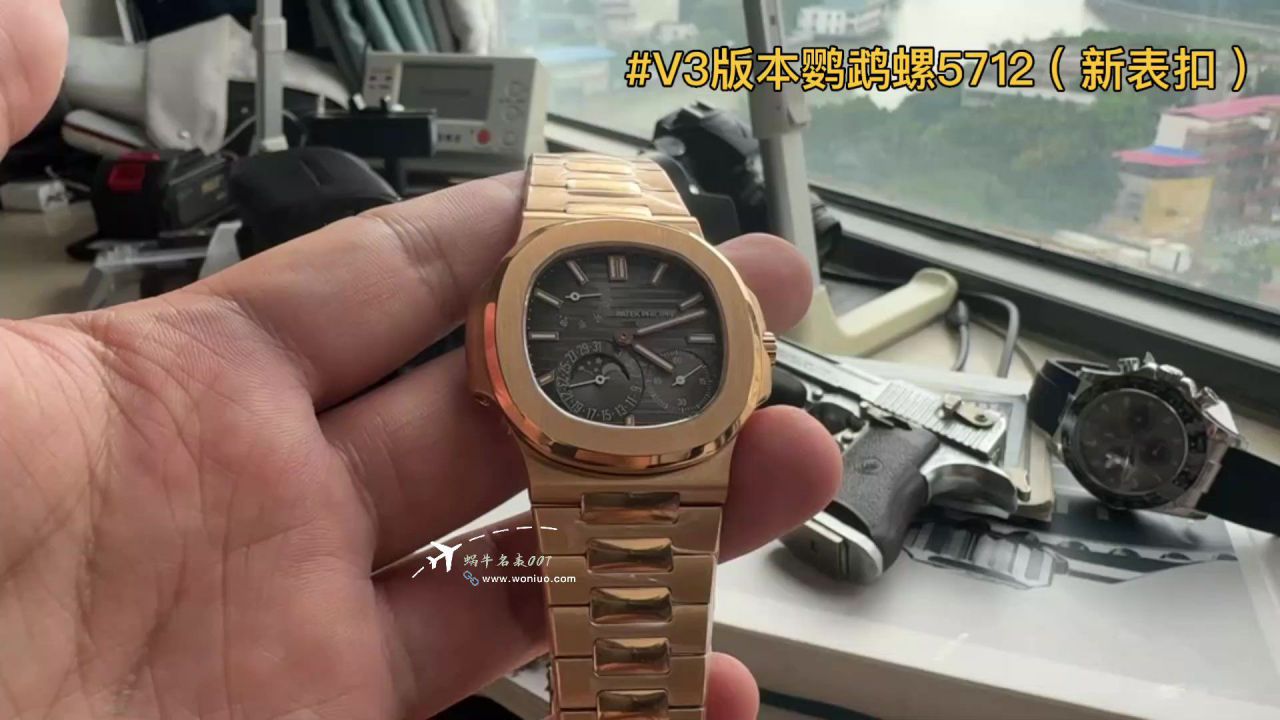 视频评测PPF百达翡丽鹦鹉螺顶级复刻高仿手表5712GR-001 / BD399
