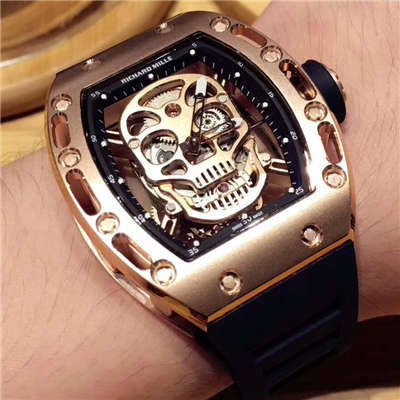 【KV厂一比一超A高仿手表】理查德.米勒男士系列RM 052 金色骷髅头腕表