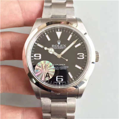 【JF厂1:1复刻手表】劳力士 探险者一代EXP1 （V10S）顶级版 214270-77200 黑盘腕表价格报价