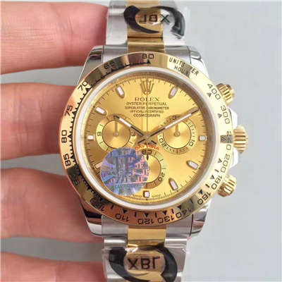 【JF厂1:1复刻手表】劳力士宇宙计型迪通拿系列116508金盘腕表