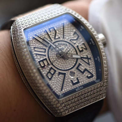 【FM一比一超A高仿手表】法兰克穆勒VANGUARD系列Vanguard Lady 白金钻石腕錶腕表价格报价